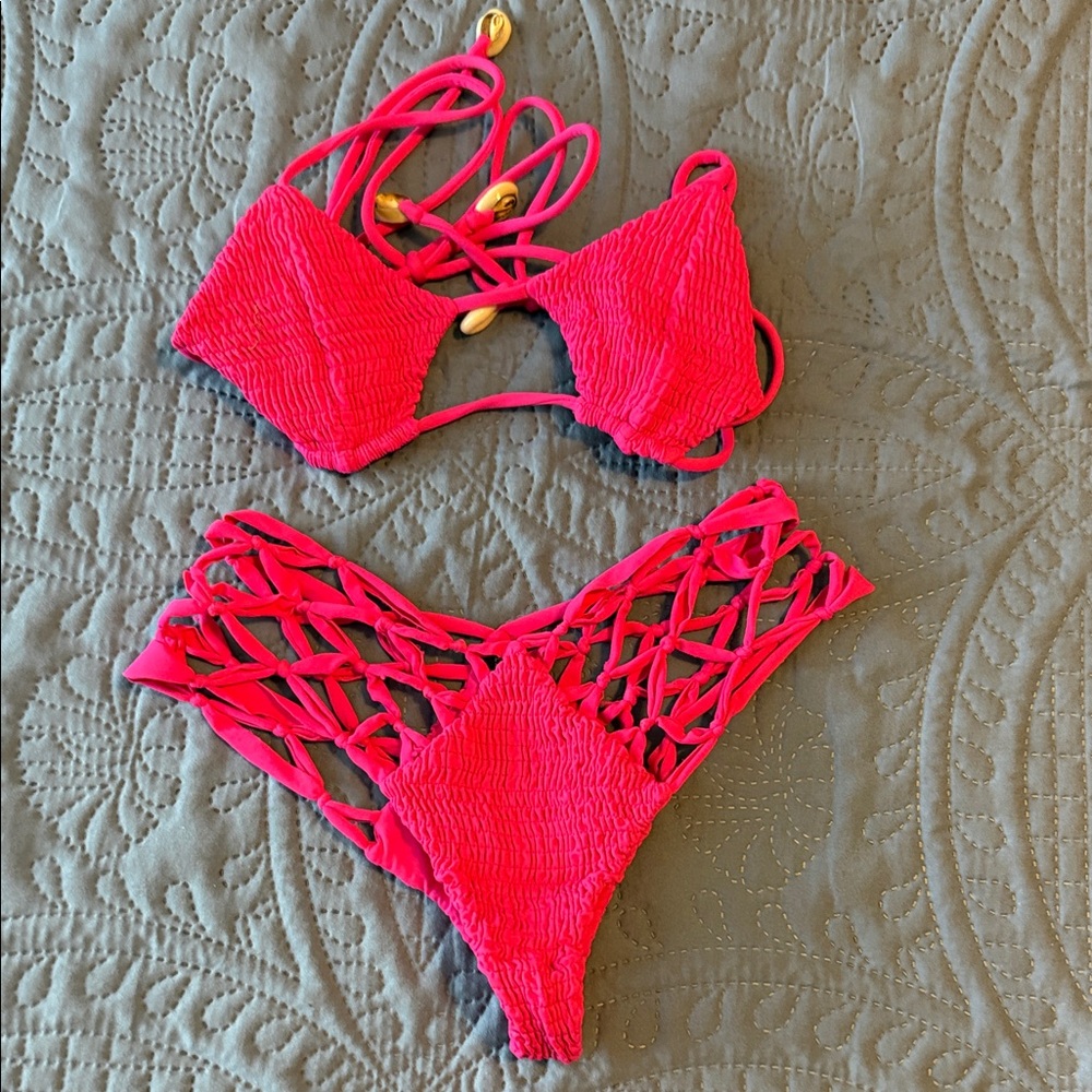 Indah Hot Pink Strappy Bikini